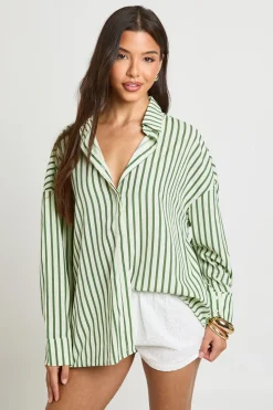 boohoo Chemise Oversize À Rayures Et Épaules Tombantes<Femme Tops