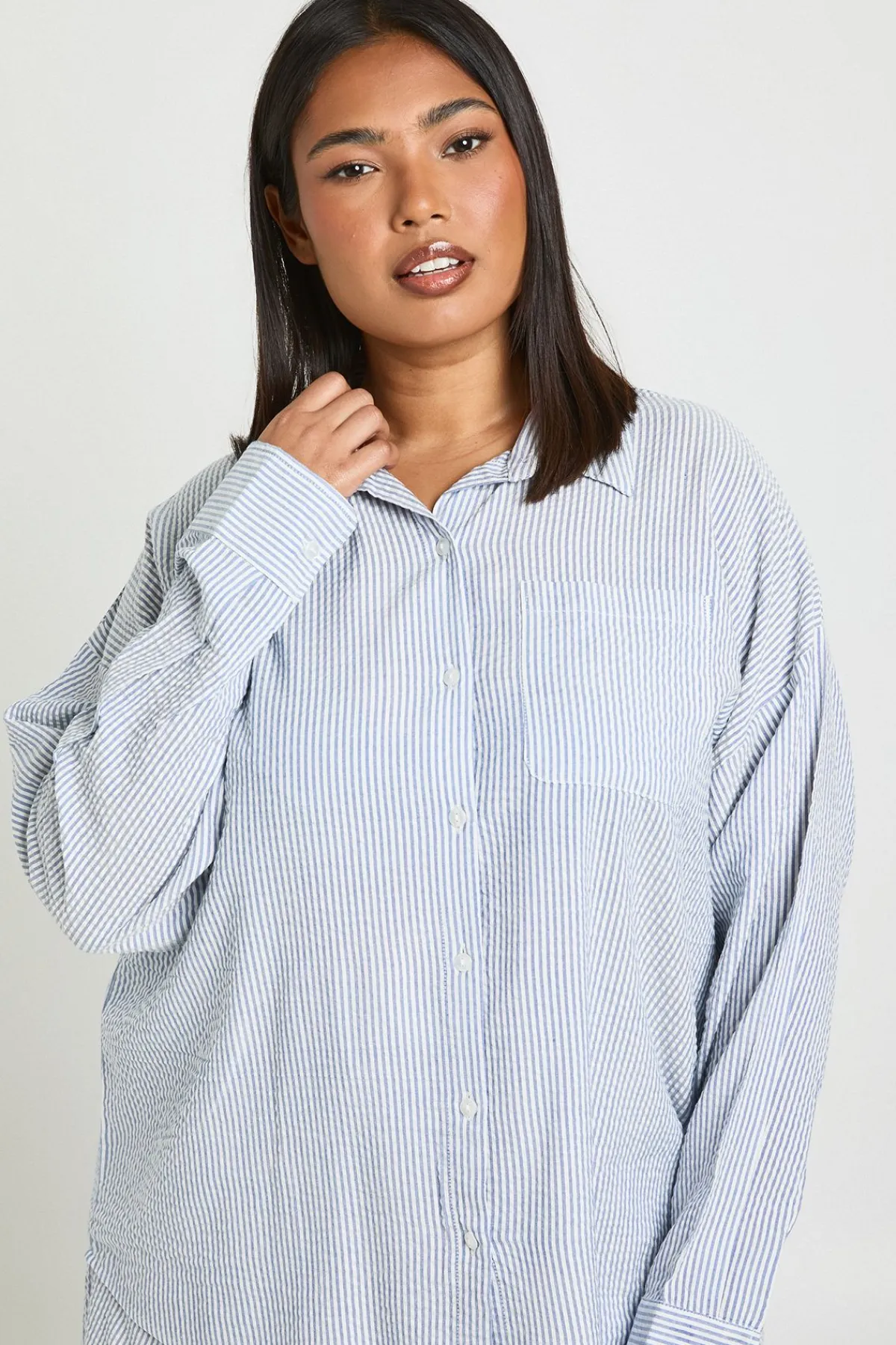 boohoo Chemise Oversize À Rayures Grande Taille<Femme Tops
