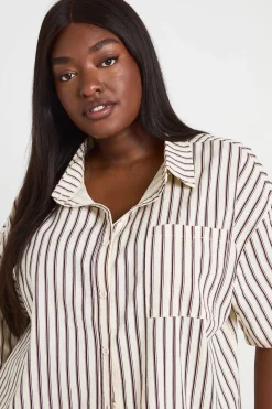 boohoo Chemise Oversize À Rayures Grande Taille<Femme Tops