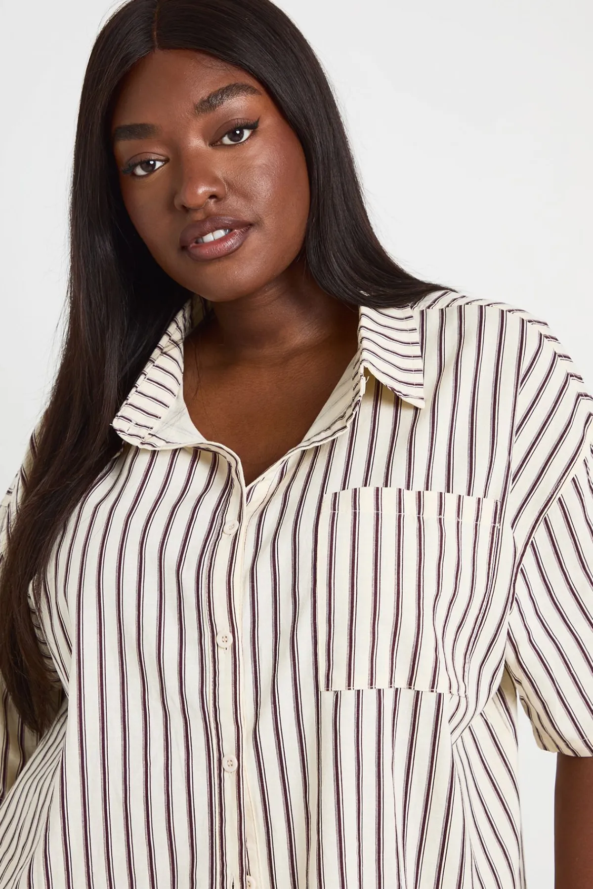 boohoo Chemise Oversize À Rayures Grande Taille<Femme Tops