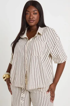 boohoo Chemise Oversize À Rayures Grande Taille<Femme Tops