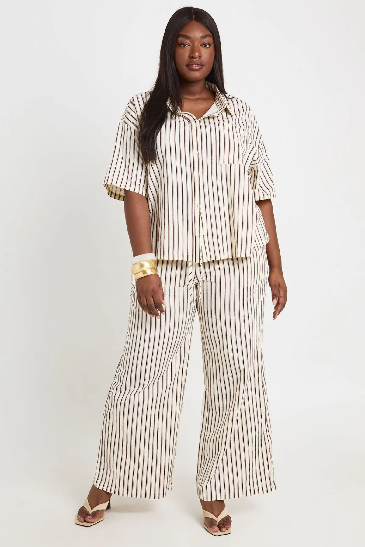 boohoo Chemise Oversize À Rayures Grande Taille<Femme Tops