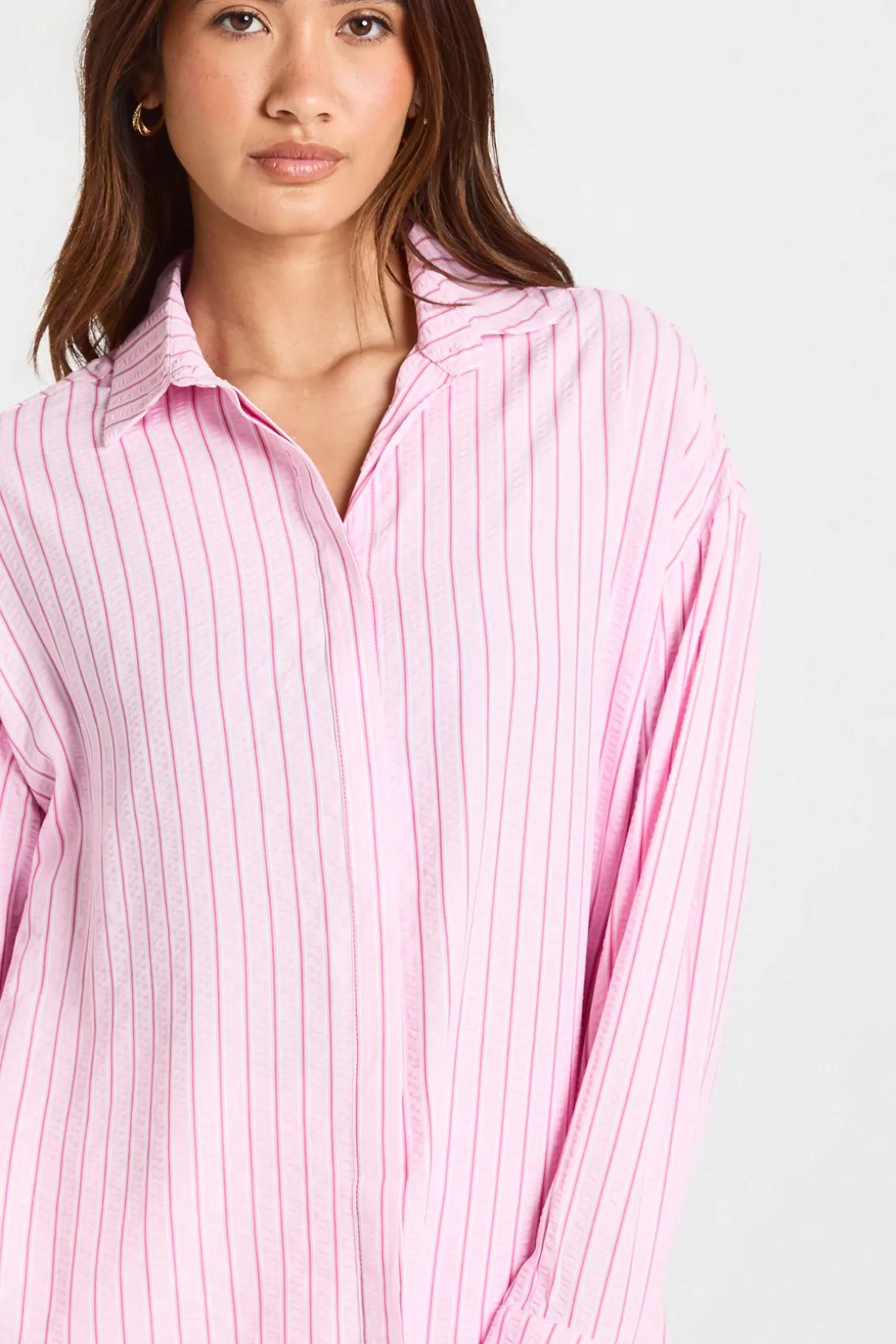 Chemise Oversize À Rayures Texturées