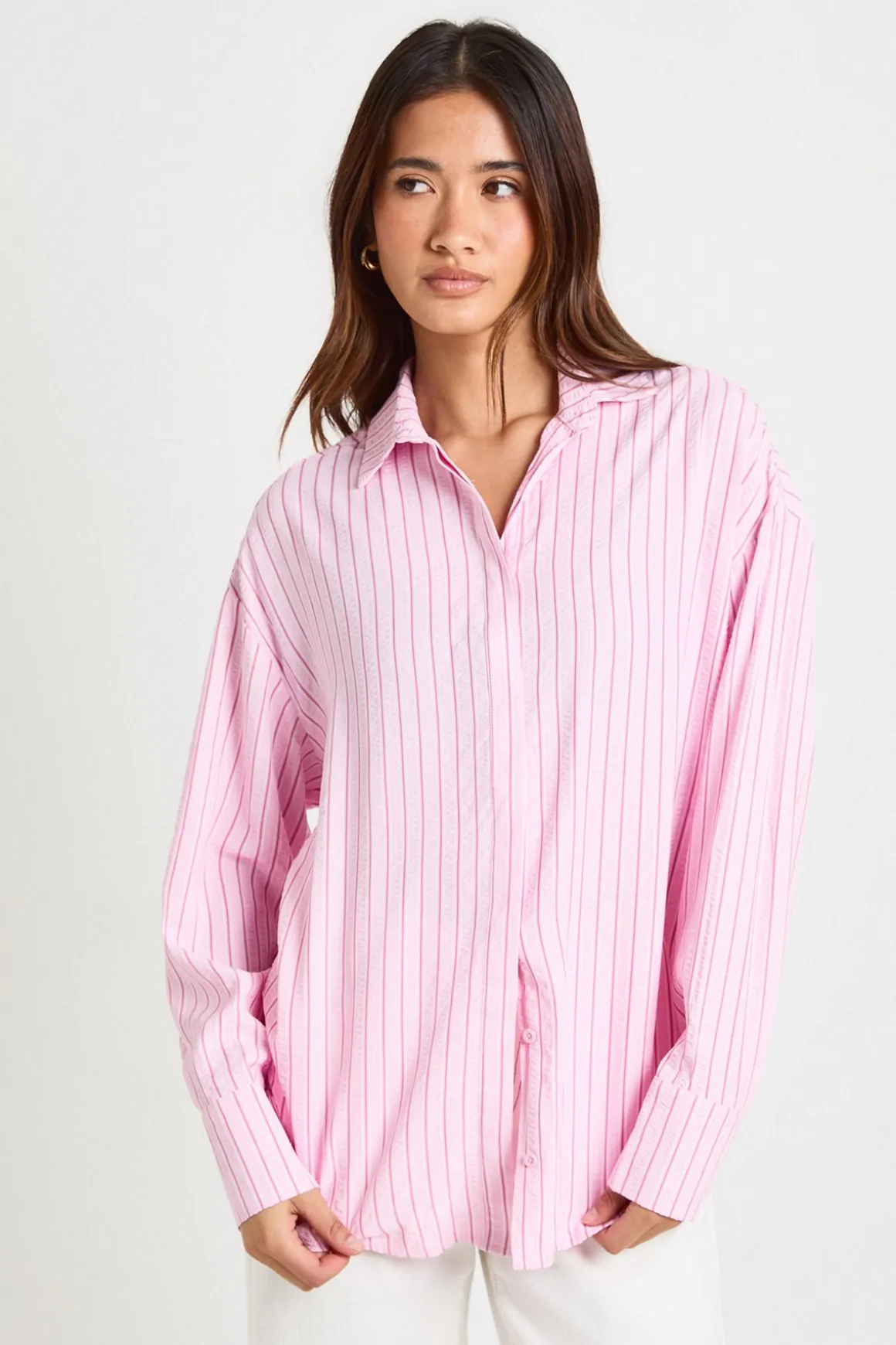 Chemise Oversize À Rayures Texturées