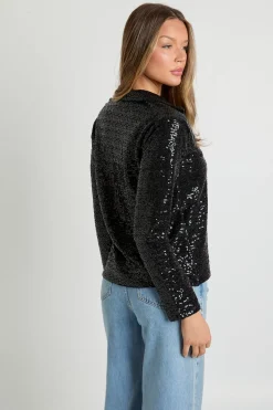 boohoo Chemise oversize à sequins avec boutons traversants<Femme Tops
