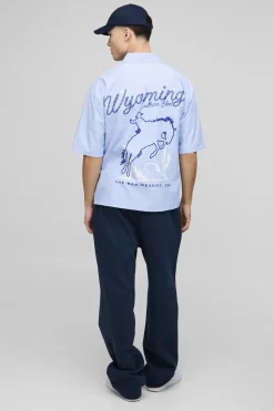 Chemise oversize à slogan western et rayures