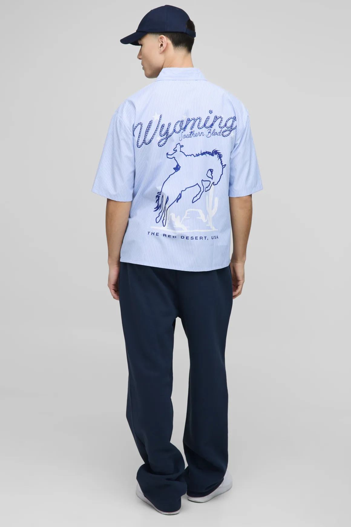 Chemise oversize à slogan western et rayures
