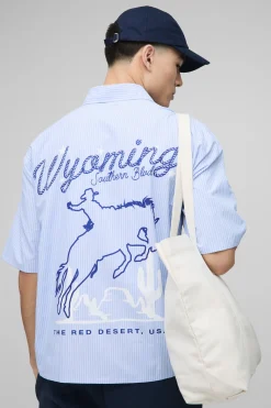Chemise oversize à slogan western et rayures