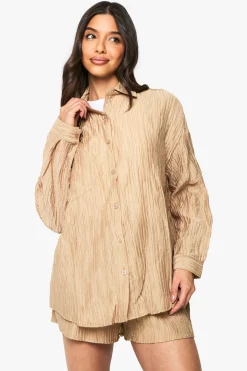 Chemise Oversize Tissée À Effet Froissé