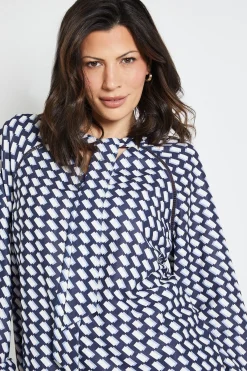 Wallis Chemise Oversize Tissée À Imprimé Géométrique Avec Col Noué<Femme Tops