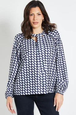 Wallis Chemise Oversize Tissée À Imprimé Géométrique Avec Col Noué<Femme Tops