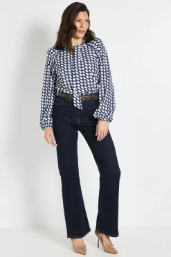 Wallis Chemise Oversize Tissée À Imprimé Géométrique Avec Col Noué<Femme Tops