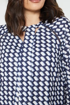 Wallis Chemise Oversize Tissée À Imprimé Géométrique Avec Col Noué<Femme Tops