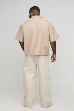 Chemise oversize trapèze en synthétique plissé pour grandes tailles