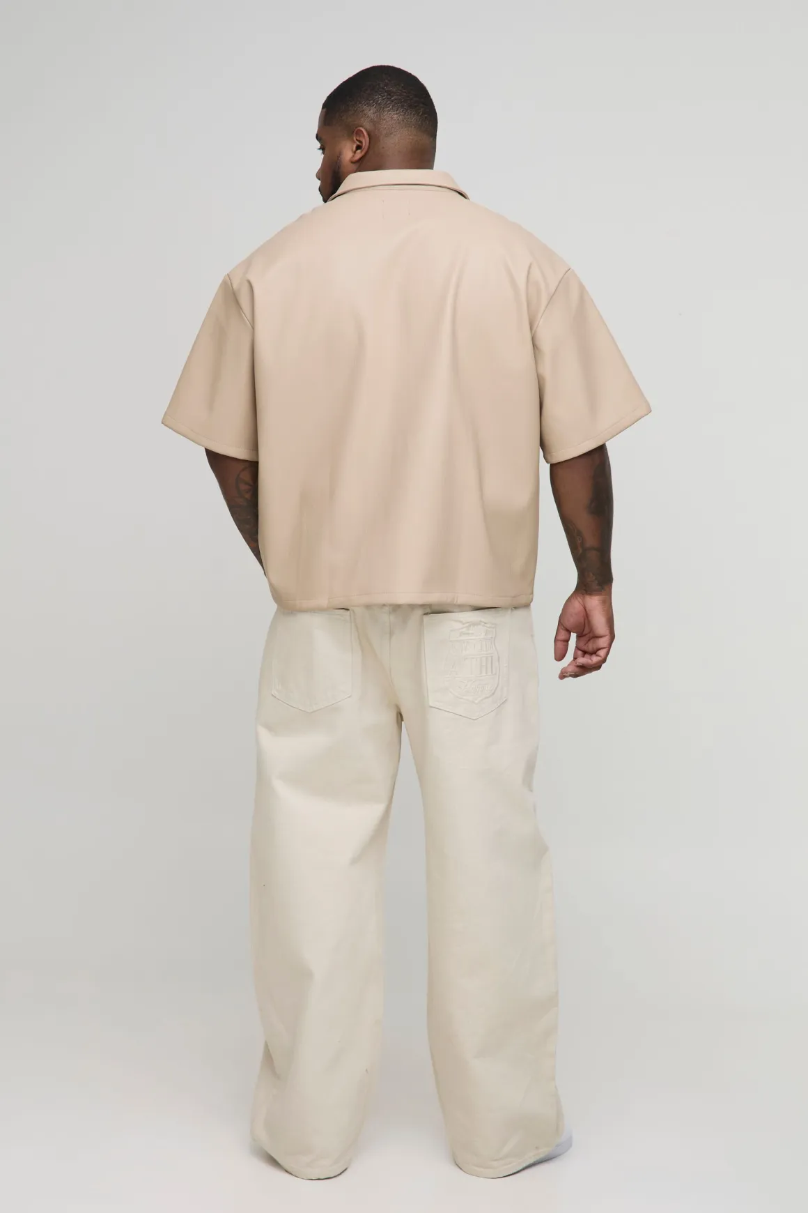 Chemise oversize trapèze en synthétique plissé pour grandes tailles