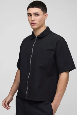 Chemise oversize zippée en nylon