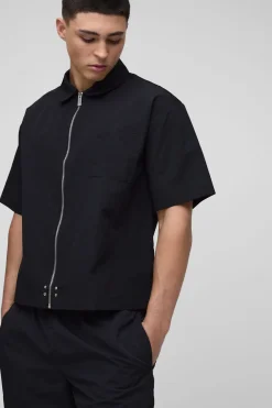 Chemise oversize zippée en nylon