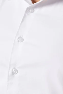 Chemise Oxford Blanche Coupe Ajustée Manches Longues Facile à Repasser
