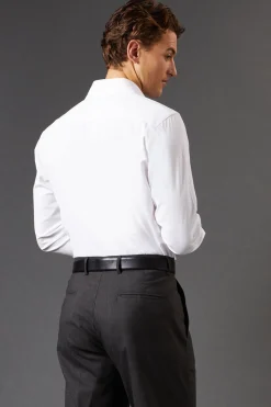 Chemise Oxford Blanche Coupe Ajustée Manches Longues Facile à Repasser