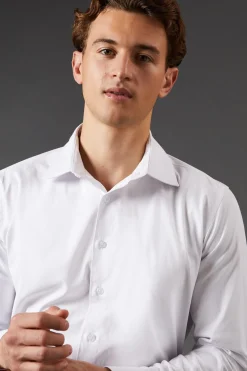 Chemise Oxford Blanche Coupe Ajustée Manches Longues Facile à Repasser