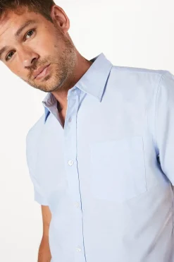 Chemise Oxford Bleu Clair à Manches Courtes