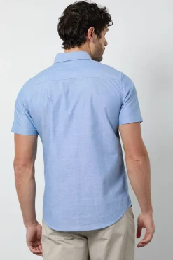 Chemise Oxford Bleue À Manches Courtes