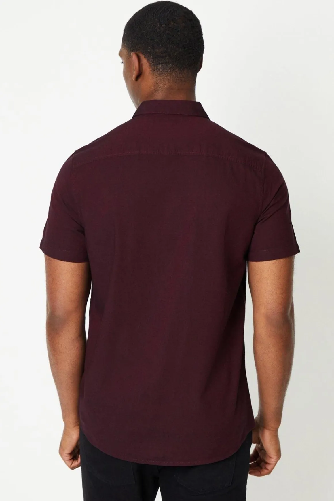 Chemise Oxford Bordeaux à Manches Courtes