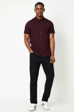 Chemise Oxford Bordeaux à Manches Courtes