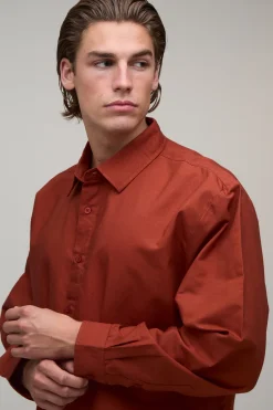 boohooMAN Chemise Oxford Brodée Courte Oversize<Homme Chemises