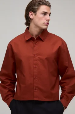 boohooMAN Chemise Oxford Brodée Courte Oversize<Homme Chemises