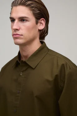 boohooMAN Chemise Oxford Brodée Courte Oversize<Homme Chemises