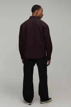 Chemise Oxford Brodée Oversize À Ourlet Courbe