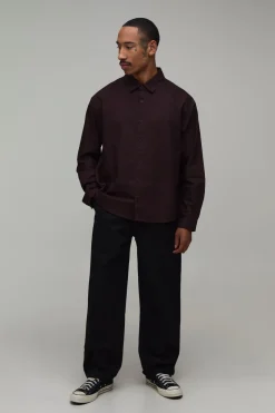 Chemise Oxford Brodée Oversize À Ourlet Courbe