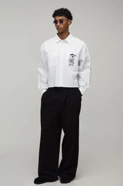 Chemise Oxford Courte Boxy Avec Broderie Au Dos