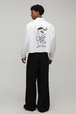 Chemise Oxford Courte Boxy Avec Broderie Au Dos