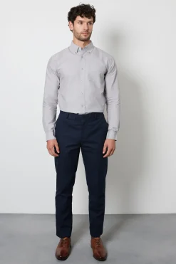 Chemise Oxford Gris Clair À Manches Longues