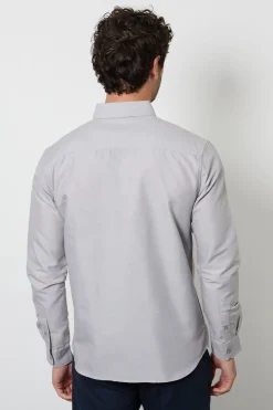 Chemise Oxford Gris Clair À Manches Longues