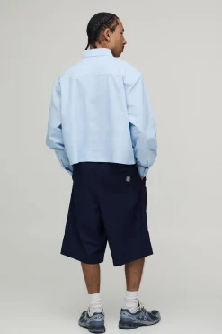 boohooMAN Chemise Oxford Manches Longues Coupe Boxy Raccourcie<Homme Chemises