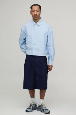 boohooMAN Chemise Oxford Manches Longues Coupe Boxy Raccourcie<Homme Chemises