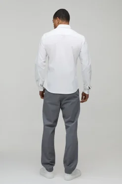 Chemise Oxford à manches longues, coupe ajustée, avec col boutonné