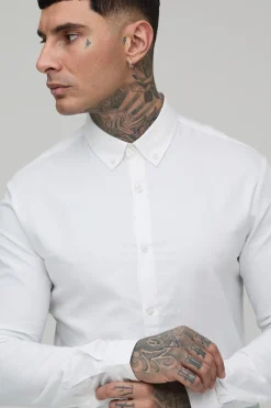 Chemise Oxford Manches Longues Coupe Slim Col Boutonné Tall