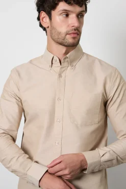 Chemise Oxford Naturelle À Manches Longues