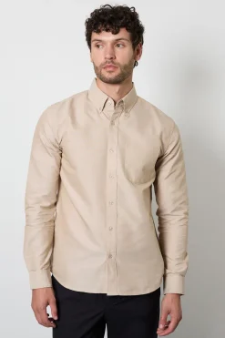 Chemise Oxford Naturelle À Manches Longues