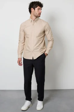 Chemise Oxford Naturelle À Manches Longues