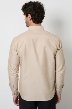 Chemise Oxford Naturelle À Manches Longues