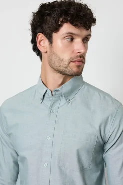 Chemise Oxford Verte À Manches Longues