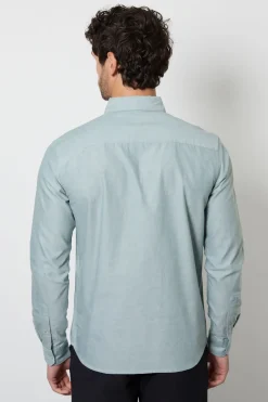 Chemise Oxford Verte À Manches Longues