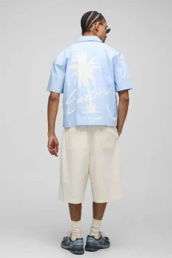 boohooMAN Chemise Palm Revere surdimensionnée et carrée<Homme Chemises