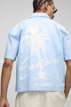 boohooMAN Chemise Palm Revere surdimensionnée et carrée<Homme Chemises