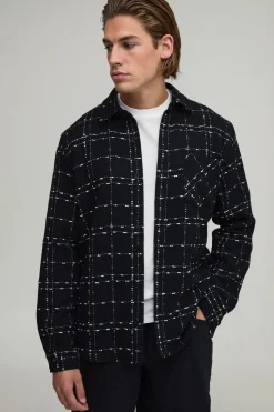 Chemise par-dessus à carreaux texturée et robuste